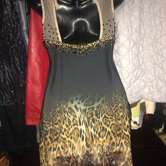 Animal Print W/  Sequin & Hardware Dress Sz Small
